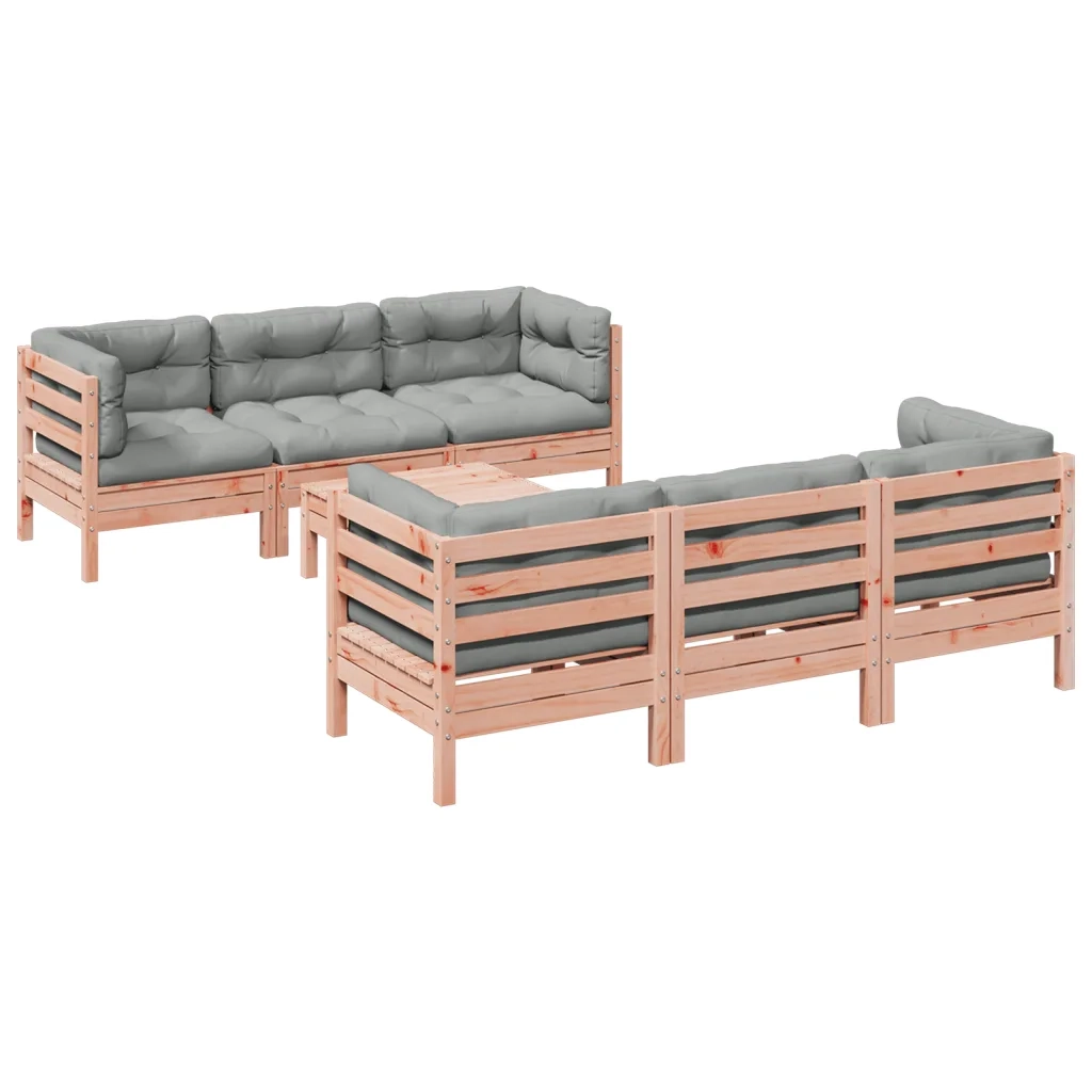 Set Divani Giardino 7 pz Cuscini Legno Massello Abete Douglas