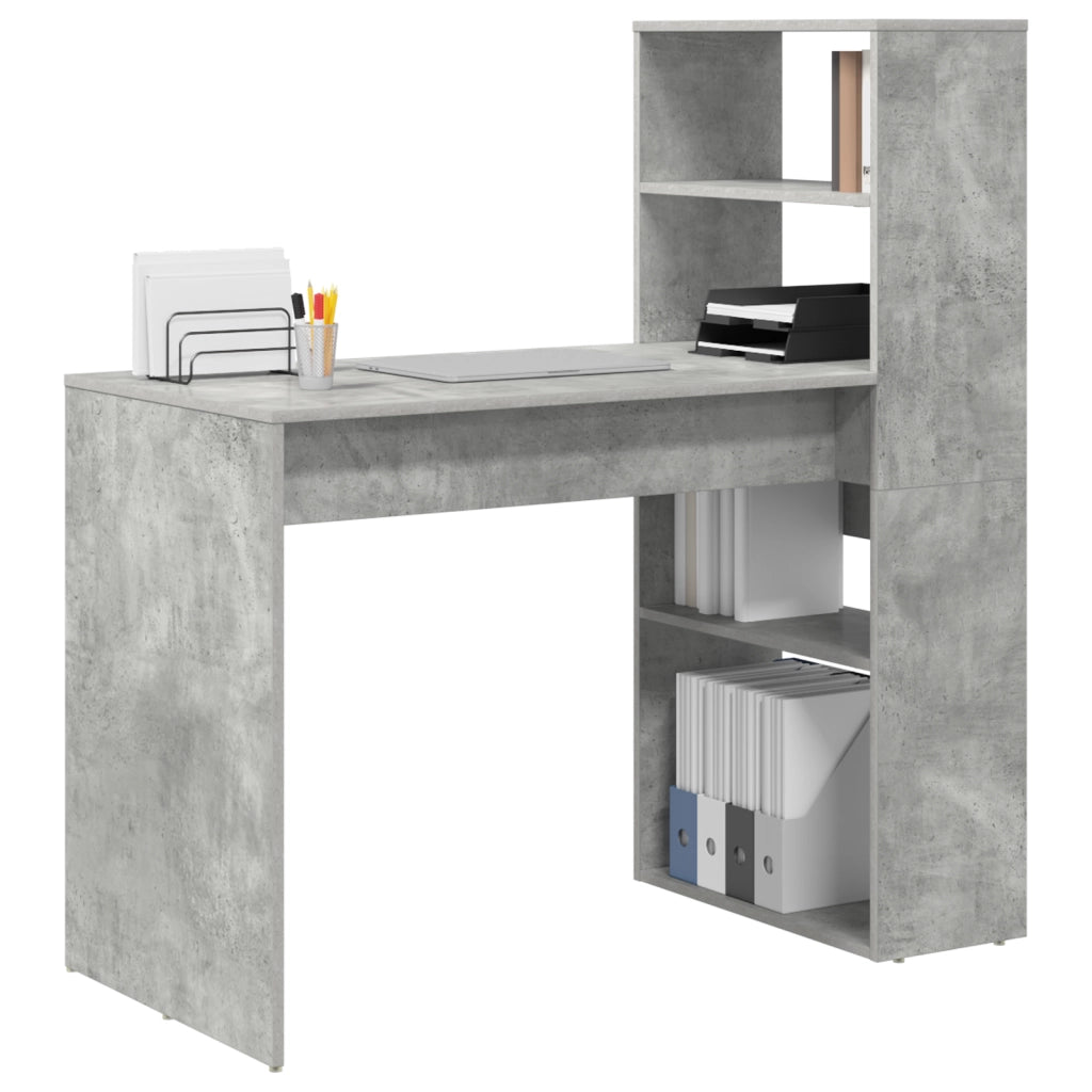Scrivania con stoccaggio grigio cemento 113x54x120 cm legno ingegnerizzato