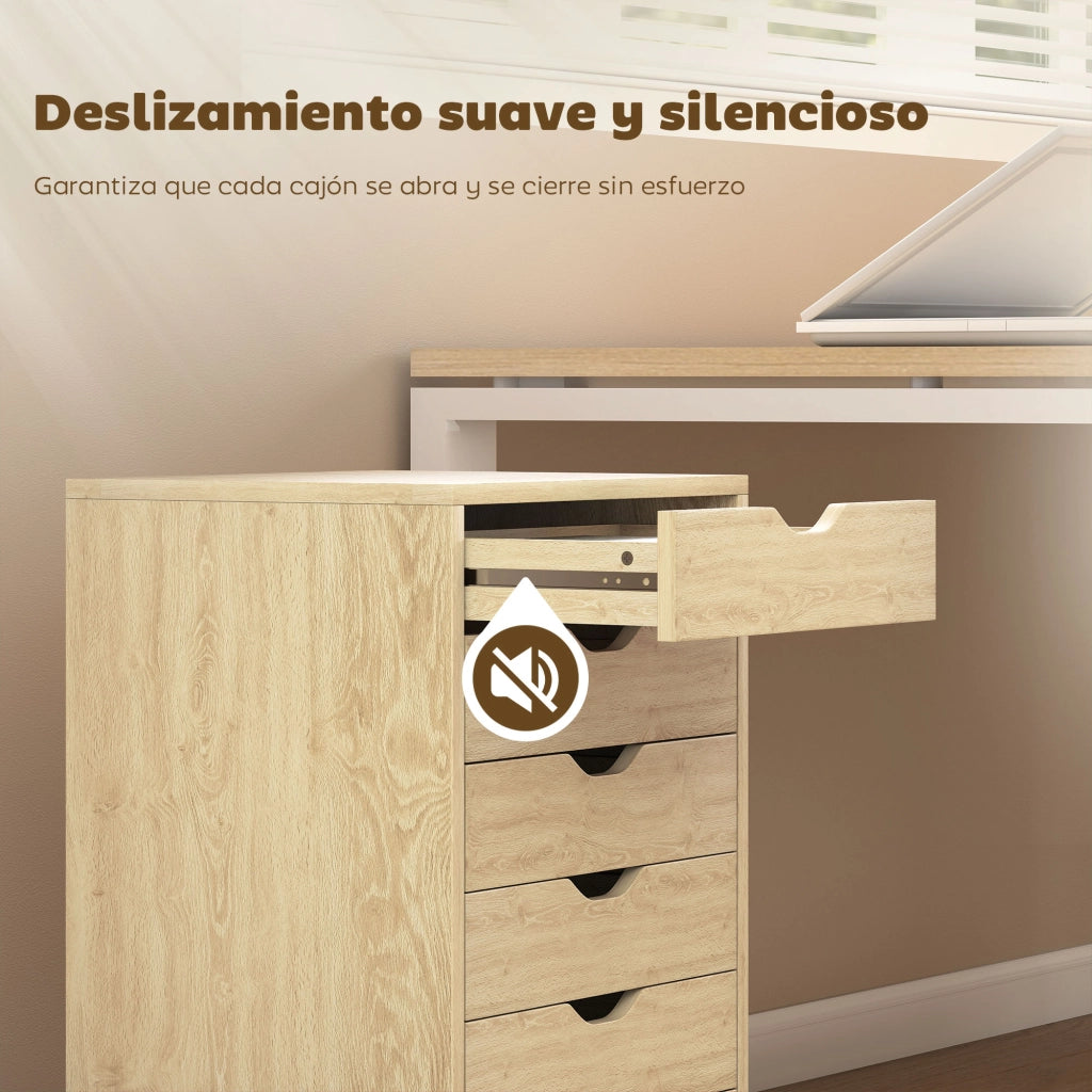 Scrivania con Cassetti ¨C zephmum ¨C Rovere 6 Cassetti con Ruote