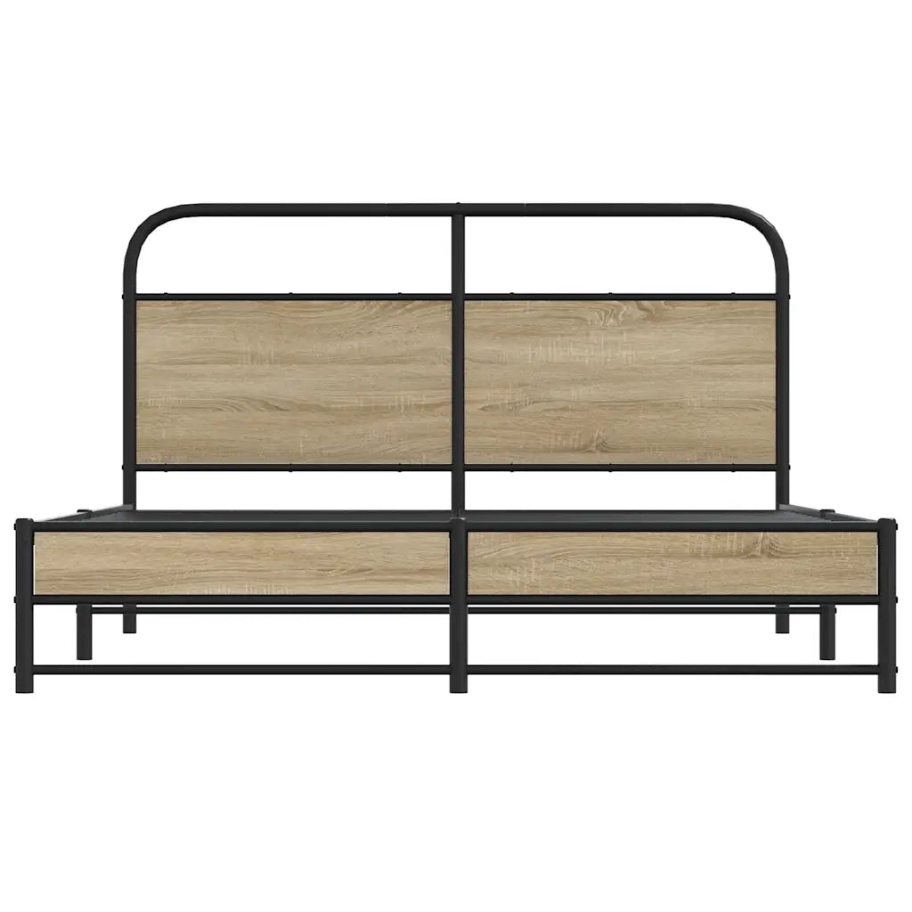 Giroletto senza Materasso in Metallo-Struttura Letto Rovere Fumo 160x200 cm 874164