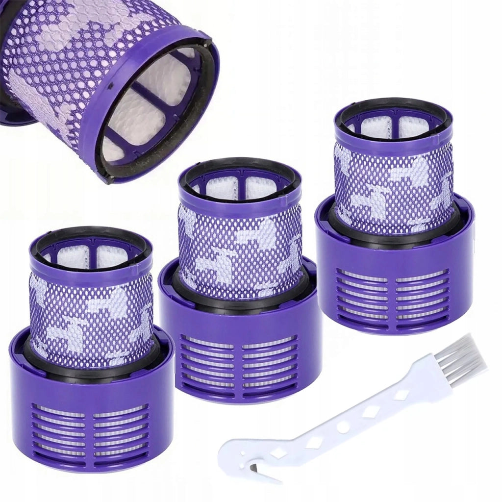 Set Filtri HEPA di Ricambio compatibile con Dyson V10 Absolute, Animal, Motorhead – 3 Filtri + Spazzola