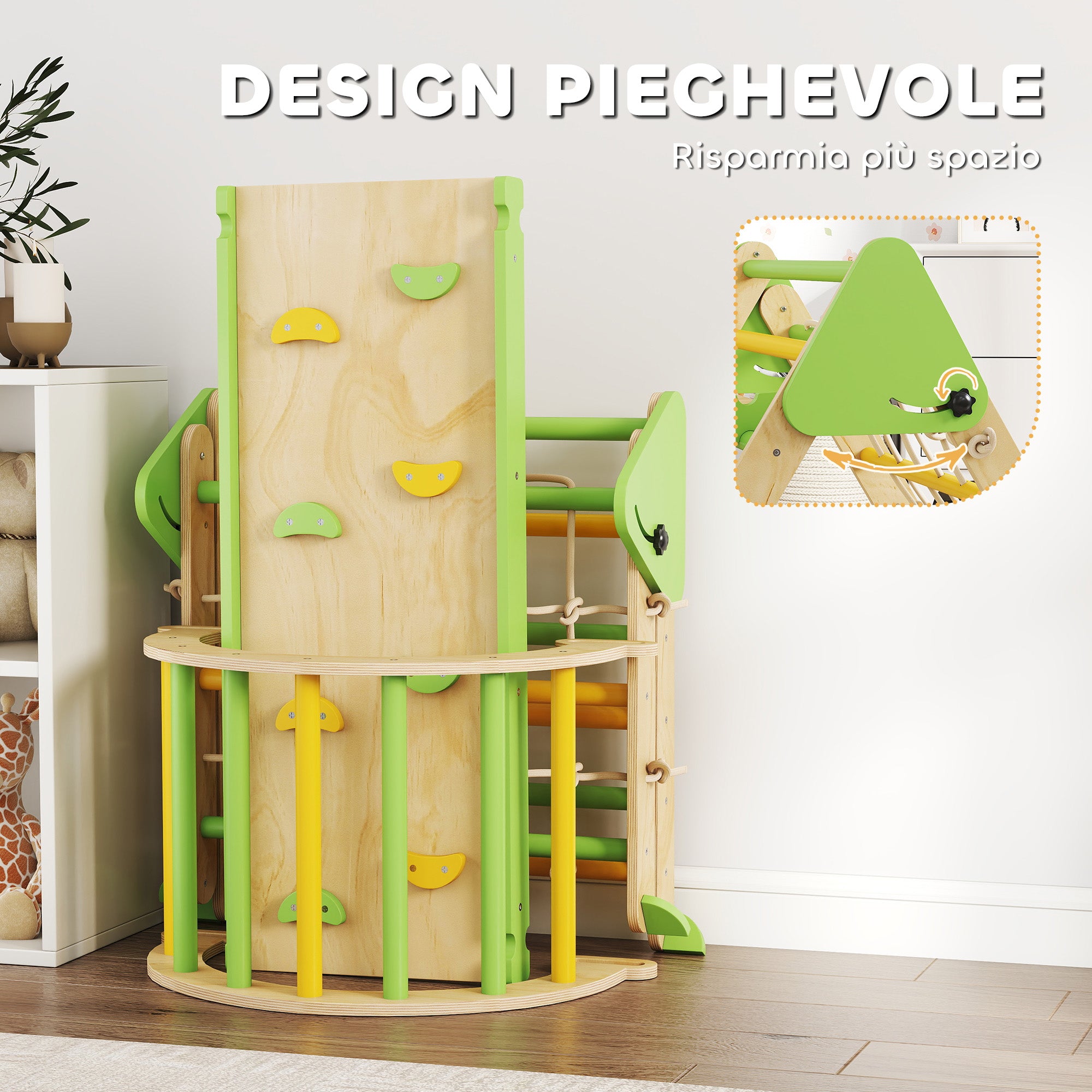 Gioco per Bambini 8 in 1 con Triangolo Parete Liscia e Arco 191.5x74.5x63 cm in Legno di Pioppo e Pino