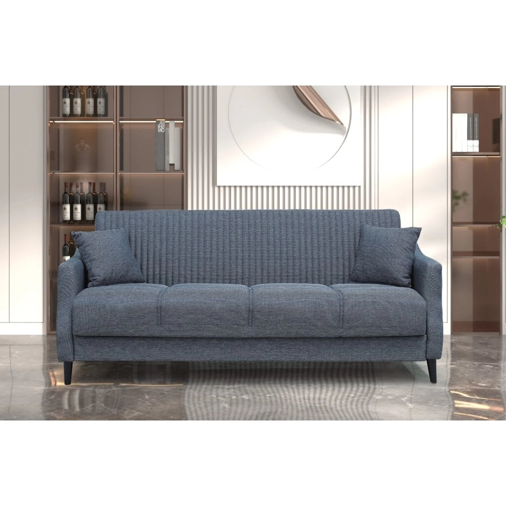 Divano 3 posti funzione letto contenitore Montana in tessuto grigio 225x82x92h