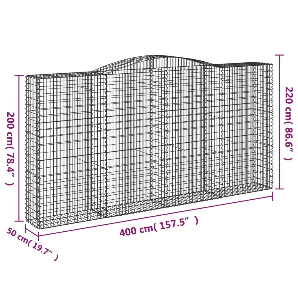 Cesto Gabbione ad Arco 400x50x200/220 cm Ferro Zincato 153540