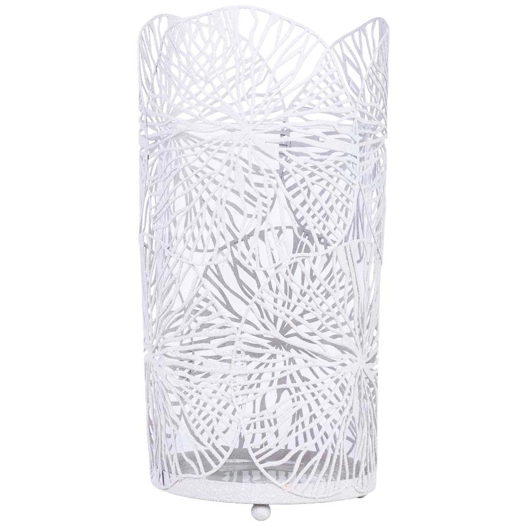 Portacandele in metallo bianco 13,5x13,5x27h cm