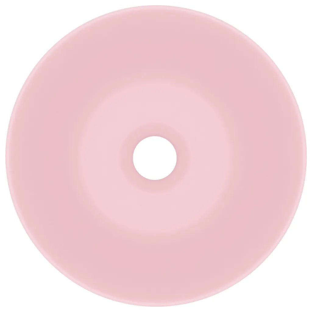 Lavandino da Bagno in Ceramica Rosa Opaco Rotondo cod mxl 40706