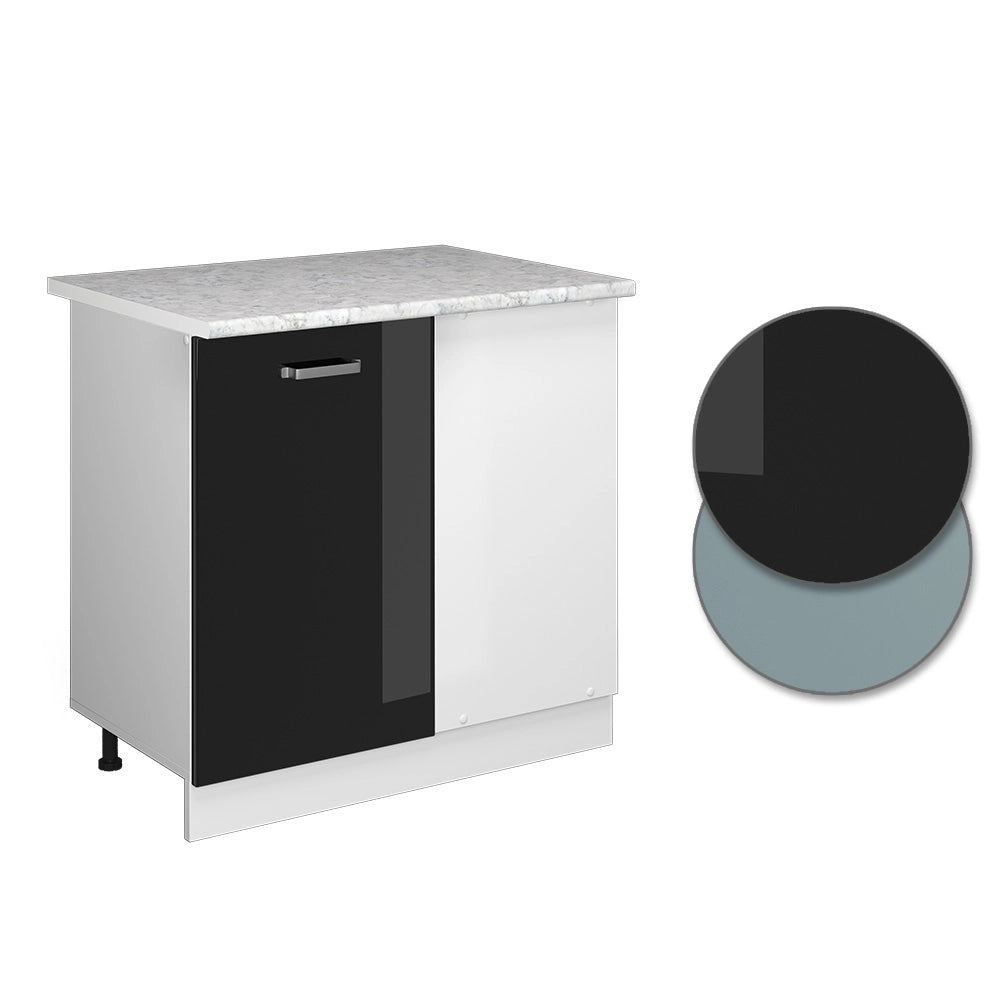Vicco Mobile ad angolo cucina Nero lucido 86 cm , PL Marmo