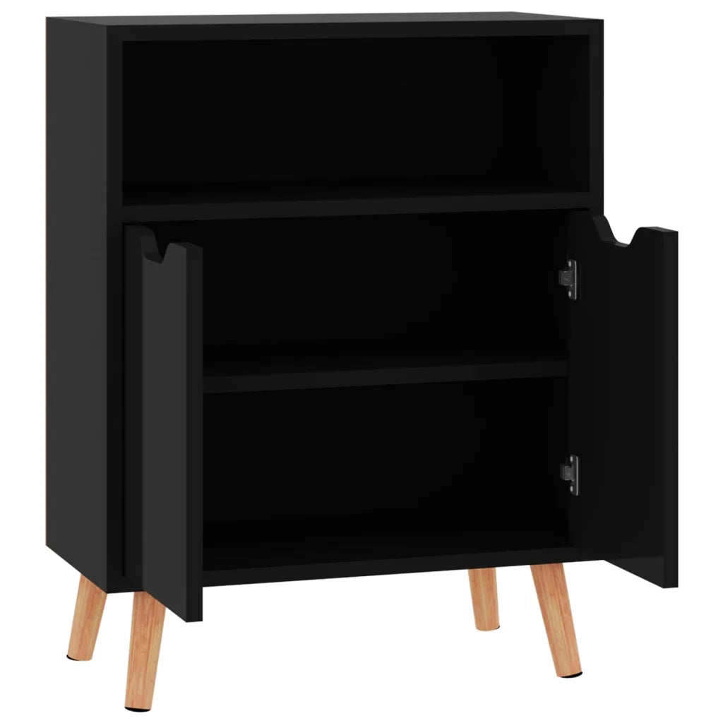 Credenza-Buffet-Armadio da cucina Nero Lucido 60x30x72 cm in Legno Multistrato