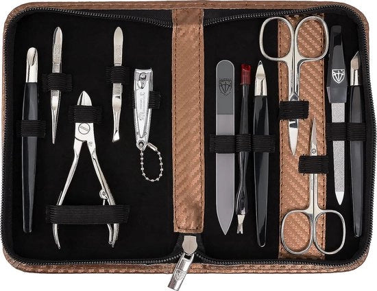 Set di manicure 12 pezzi - Set di pedicure - Set di cura unghie - Set di cura unghie - Kit di manicure in pelle sintetica