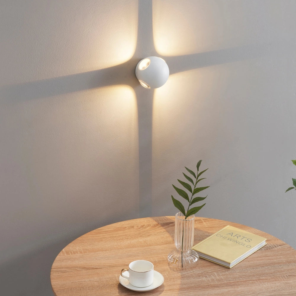 Luce da parete led rotonda optonica 4 fasci luminosi luce naturale 4w 4000k