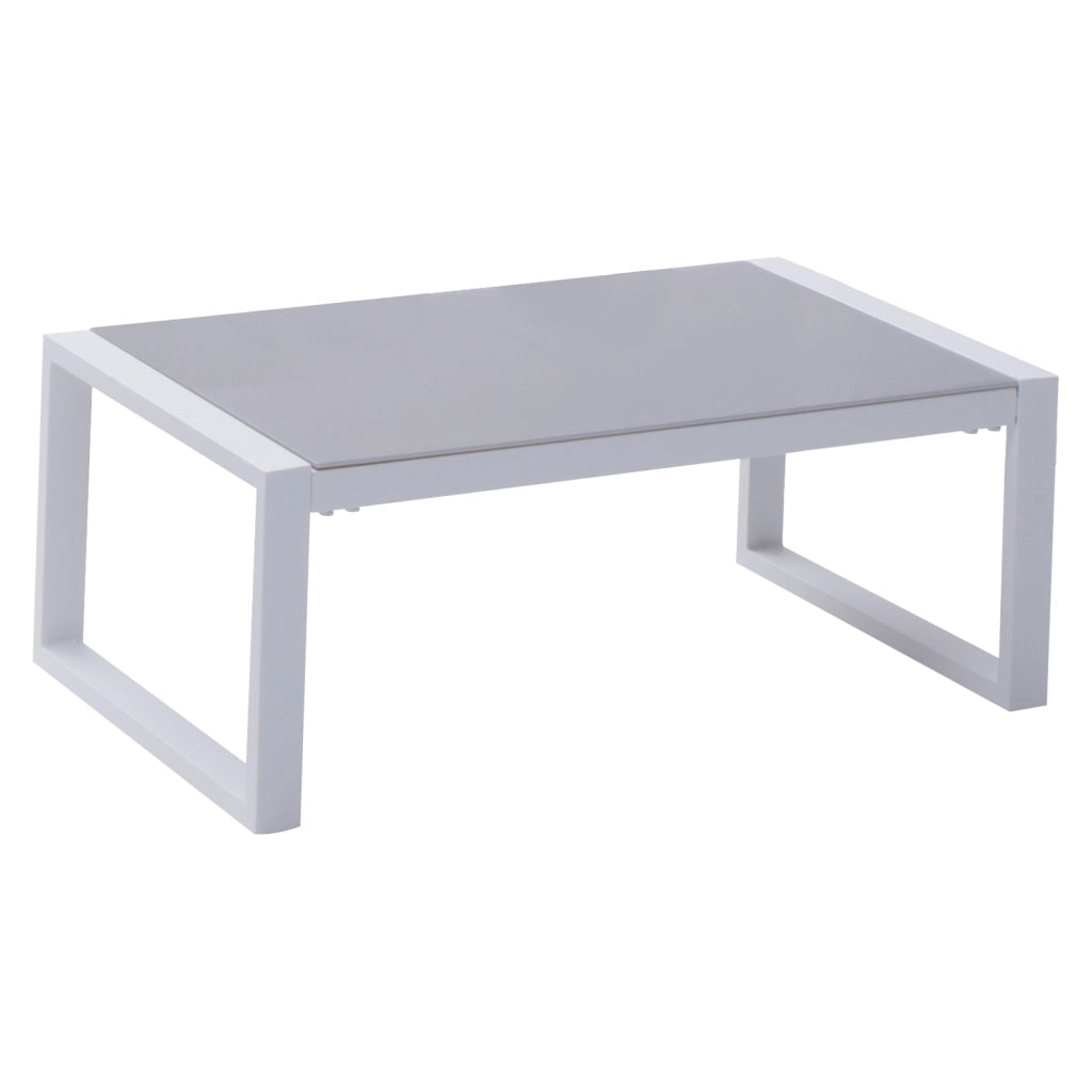 Set di mobili da giardino IBIZA in tessuto blu 4 posti - alluminio bianco