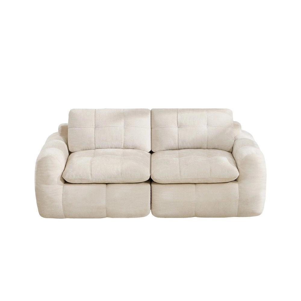 Divano 2 posti ¨C Minimal ¨C Beige in tessuto chenille imbottito montaggio senza