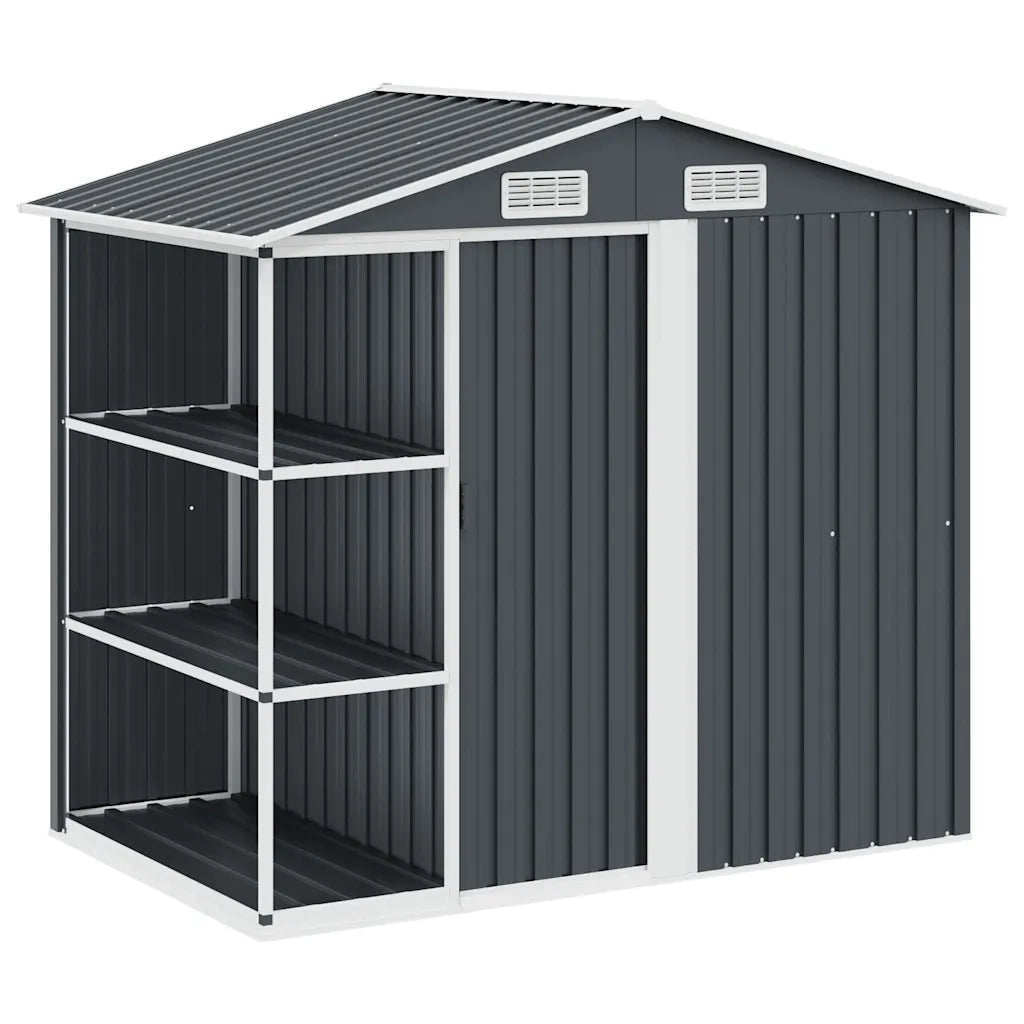 Capanno da Giardino con Scaffali Antracite 205x130x183 cm Ferro 47106