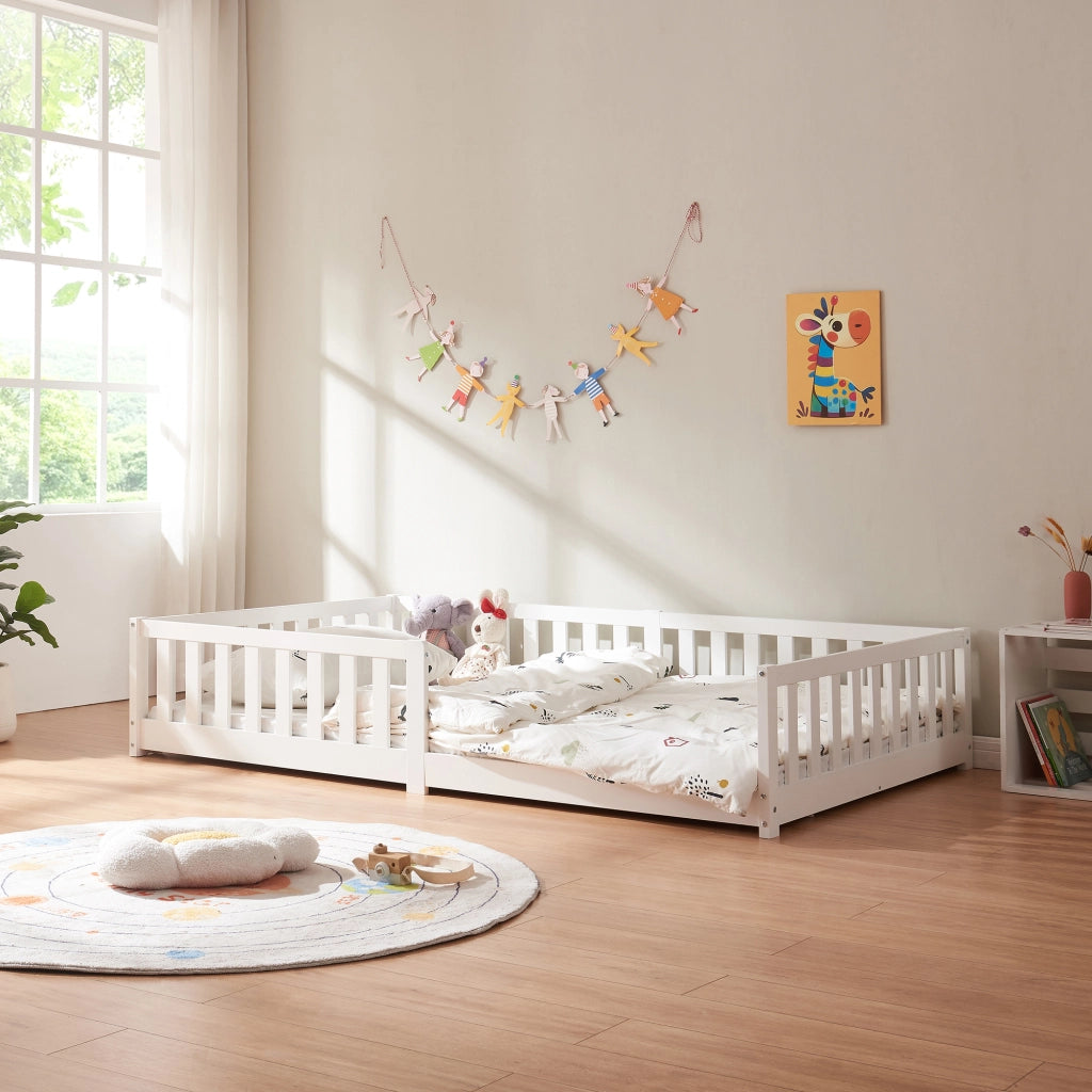 Letto Montessori per Cameretta Tanna in Legno di Pino 120 x 200 cm - Bianco [en.casa]