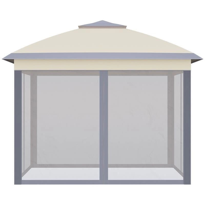 GAZEBO PIEGHEVOLE CON ZANZARIERA E DOPPIO TETTUCCIO, 330X330X288CM, BEIGE