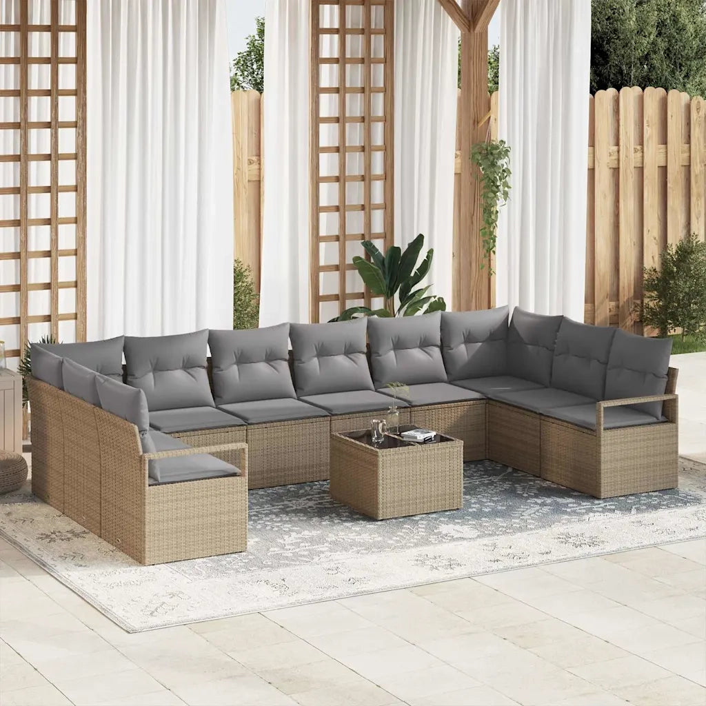 Set Divano da Giardino 11 pcs Beige e Grigio Chiaro polyrattan 3355239