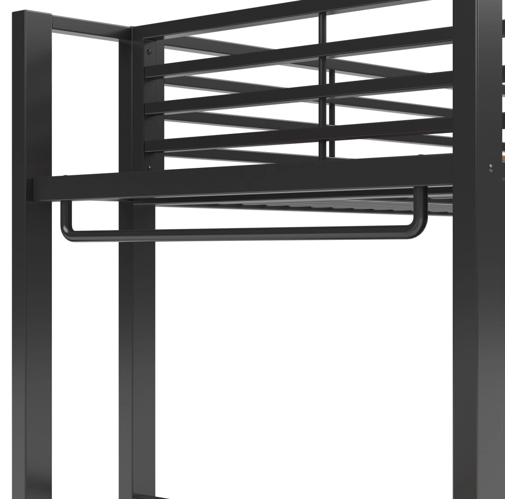 Letto a castello nero 90x200 cm con LED e 4 cassetti