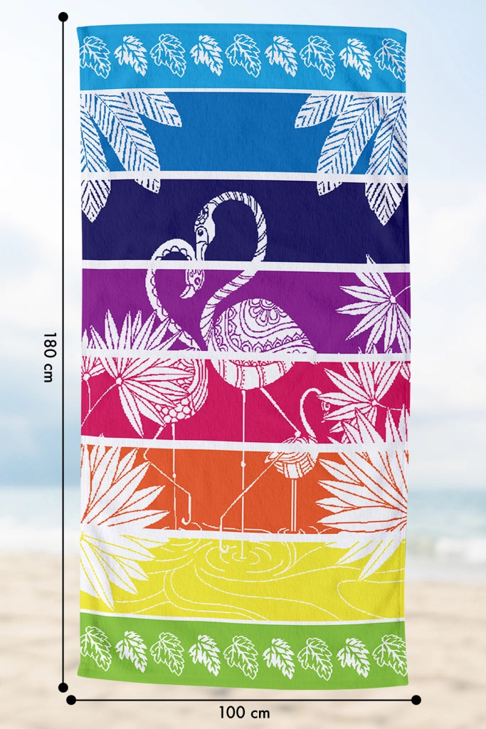 Telo Mare Asciugamano Da Spiaggia Misura Grande 100x180 Cm Assorbente In Morbida Microfibra Leggero Stampe Moderne Sabbia Lettino Vacanze Piscina Fenicotteri