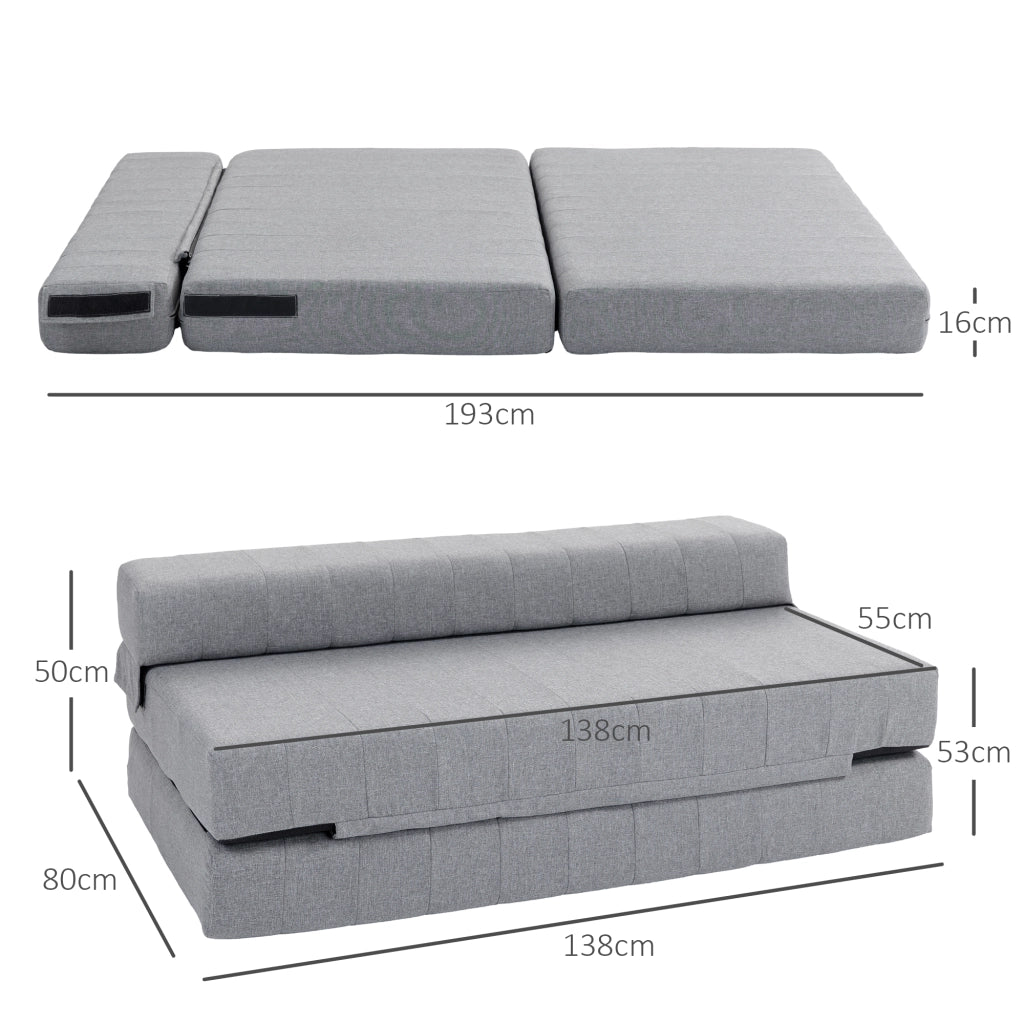 DIVANO LETTO Pieghevole 138x80x50 cm Grigio in Poliestere