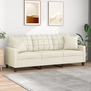 Divano a 3 Posti con Cuscini Crema 180 cm in Similpelle 3200809