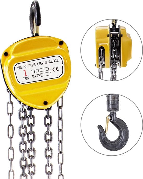 Telaio - Cavo di trazione - Cavo di tiraggio - Telaio di catena - 3 Ton di sollevamento - Anticorrosivo - Blocco di catena con cavo di acciaio da 3M