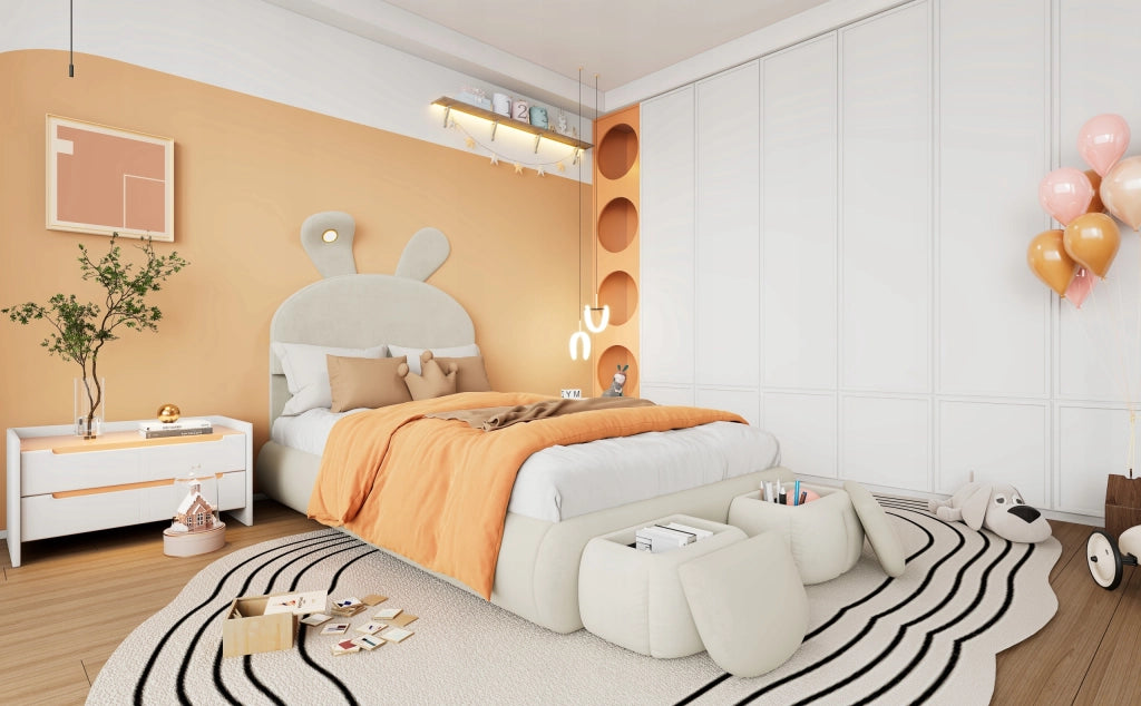 Letto imbottito 90x200 - Xylo - Beige velluto con illuminazione