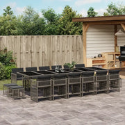 Set da Pranzo da Giardino 17pz con Cuscini Grigio in Polyrattan 3211724