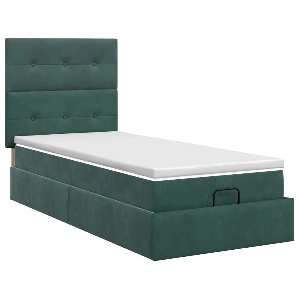 Letto ottomano con materasso Verde Scuro 90 x 200 cm Velluto 3457698