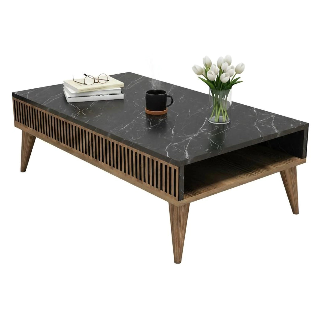 Canazei, Tavolino da Salotto un Vano, 60x105x34.6h cm Marrone Noce