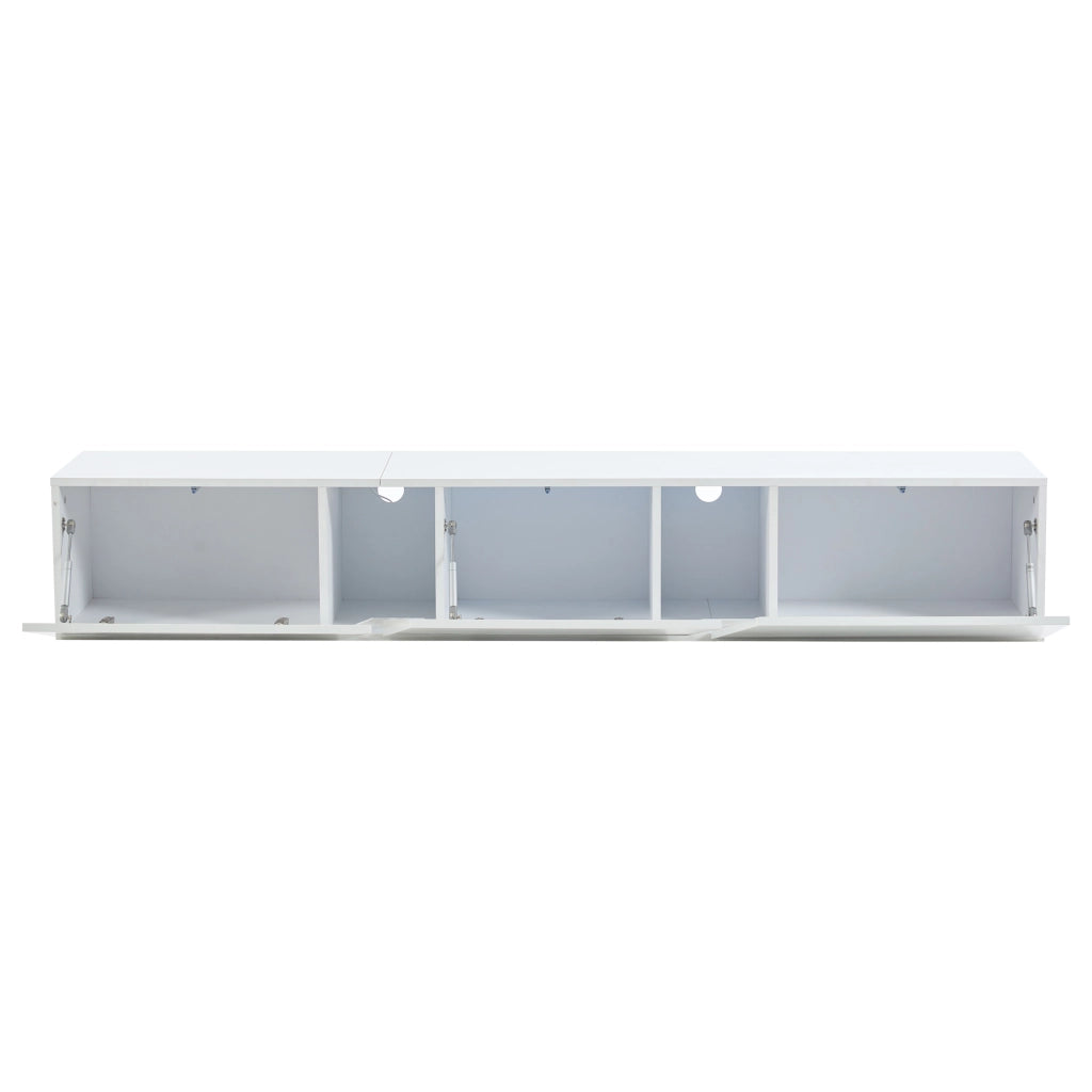 Mobile TV a Parete con LED ¨C MINIMAL ¨C Bianco Lucido, 3 Ante, 180x35x30 cm