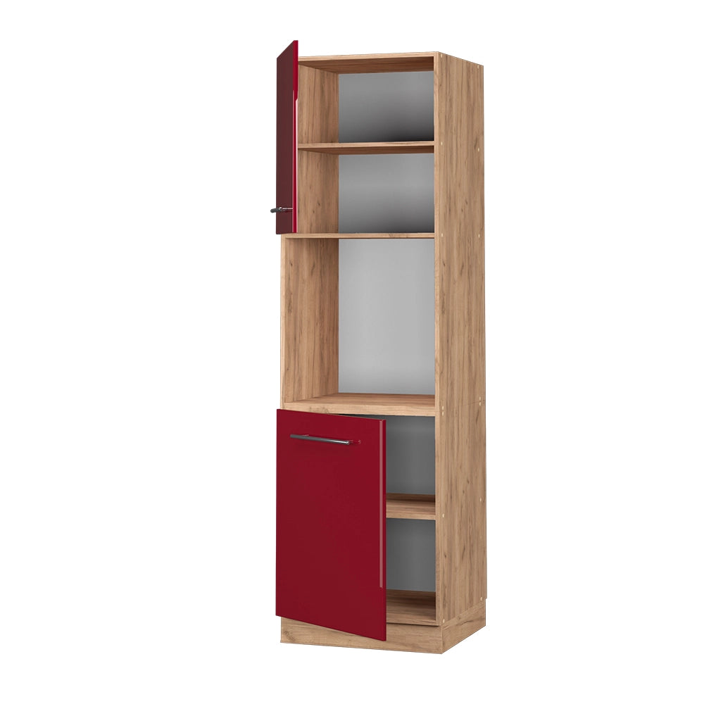 Vicco Mobile per forno da incasso Rosso bordeaux lucido 60 cm aperto