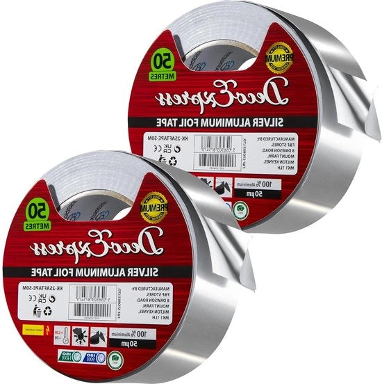 Tappo di sigillatura per metalli alta temperatura - nastro di alluminio 45 mm x 50 m per riparazioni - 2 pezzi