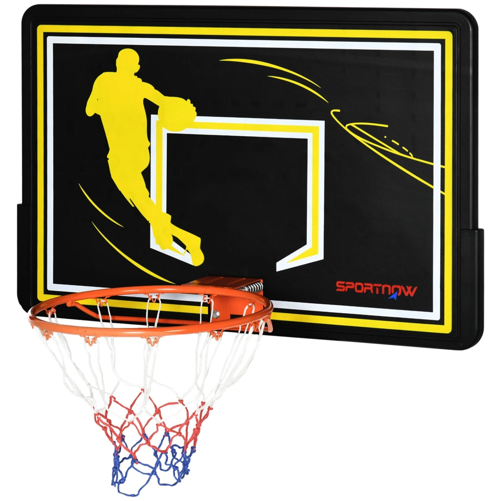 EasyComfort Canestro Basket per Bambini e Adulti da Indoor e Outdoor in Acciaio e PE, 110x90x70 cm, Nero e Giallo