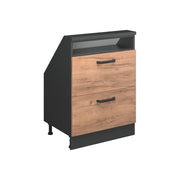 Mobile cucina sottotetto R-Line Rovere dorato/Antracite 60 cm con 2 cassetti Vicco