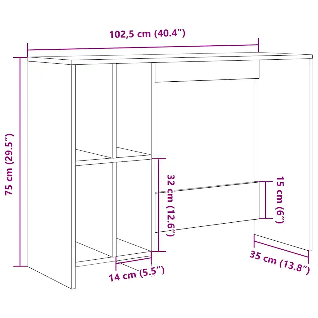 Scrivania Rovere Artigianale 102,5x35x75cm in Legno Multistrato 856631