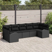 Set Divano da Giardino con cuscino 7 pcs Nero polyrattan 3354862