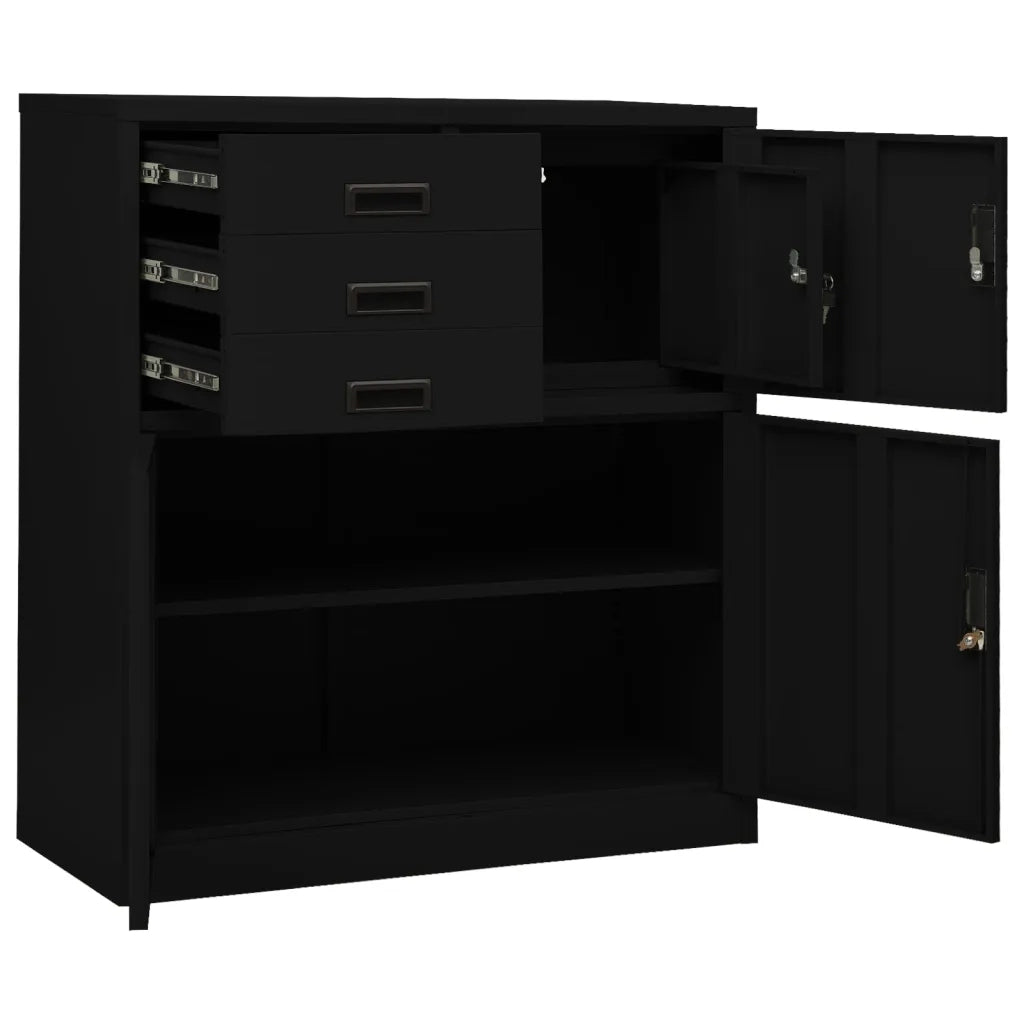 Armadio per Ufficio Nero 90x40x102 cm in Acciaio cod mxl 50144