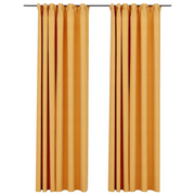 Tende Oscuranti | Tende Blackout con Ganci Effetto Lino 2 pz Gialle 140x245 cm