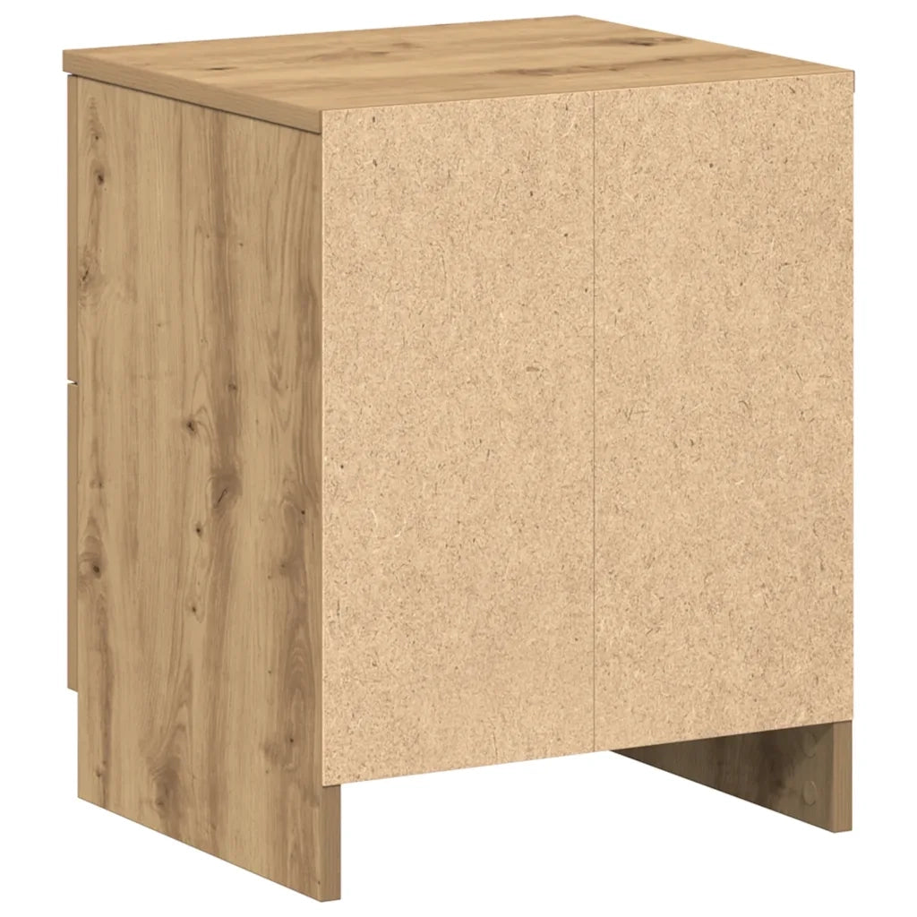 Comodino | Armadio da Notte | Mobiletto da notte con 2 Cassetti Rovere Artigianale 40x36x50 cm