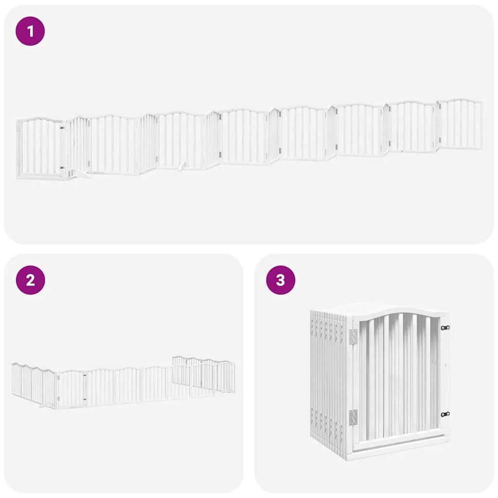 Cancelletto di sicurezza per animali domestici porta pieghevole 15 pannelli legno di pioppo bianco 02_0023197