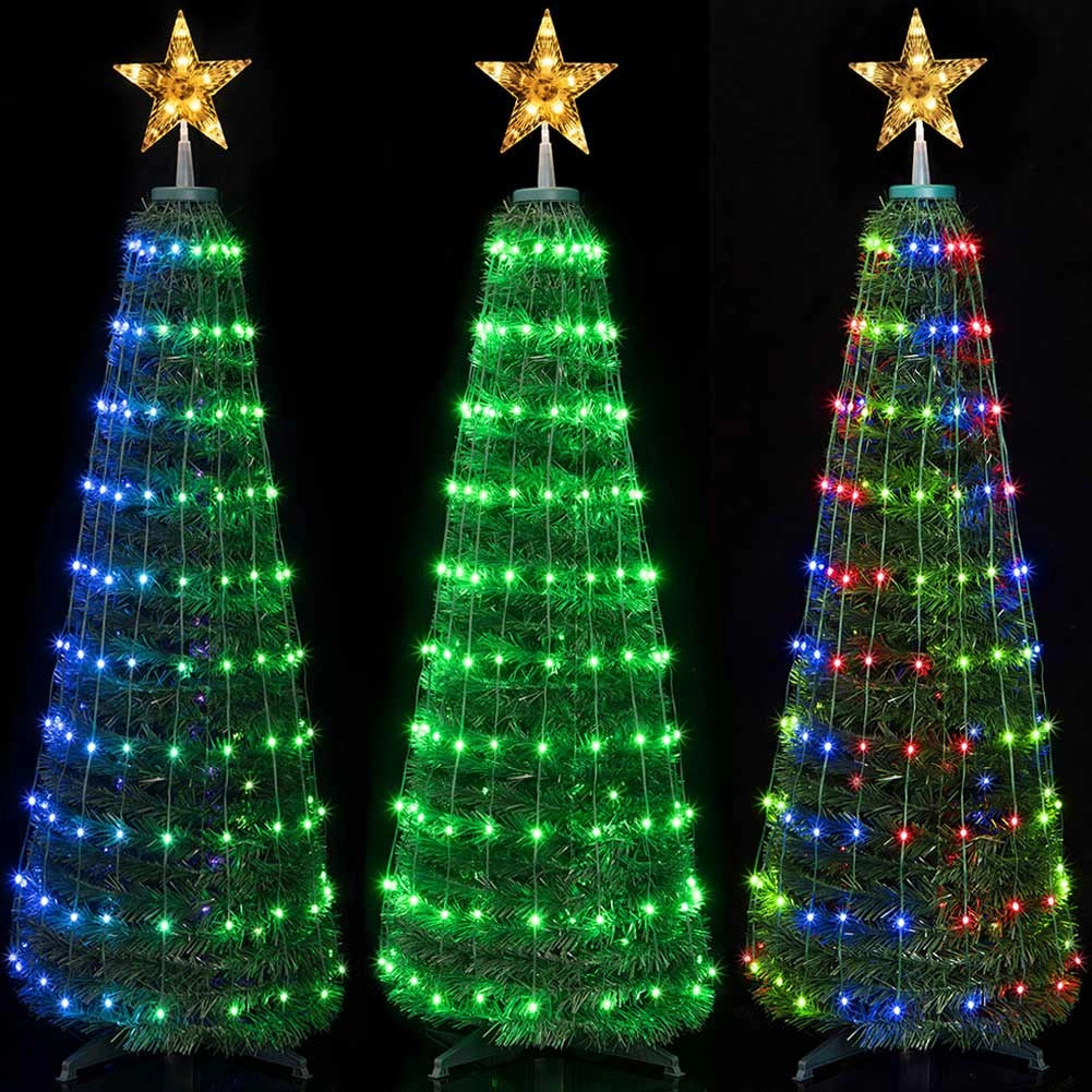 Albero di Natale 40x120 cm Pieghevole con 160 LEd RGB Smart e Controllo App