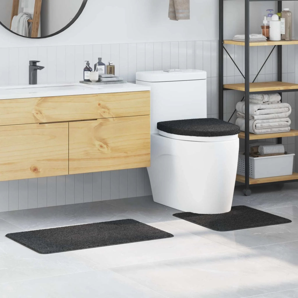 Set di tappetini antiscivolo per il bagno 3 pcs Grigio scuro PP 4019864