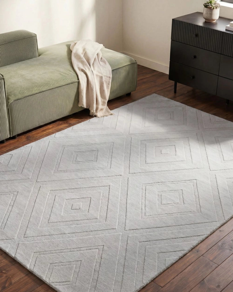 Tappeto in tessuto grigio chiaro 160 x 230 cm jacquard forma rettangolare tappeto decorativo