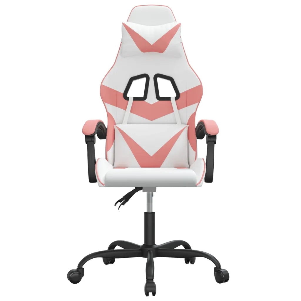 Sedia da Gaming | Sedia da e-sports Girevole Bianco e Rosa in Similpelle