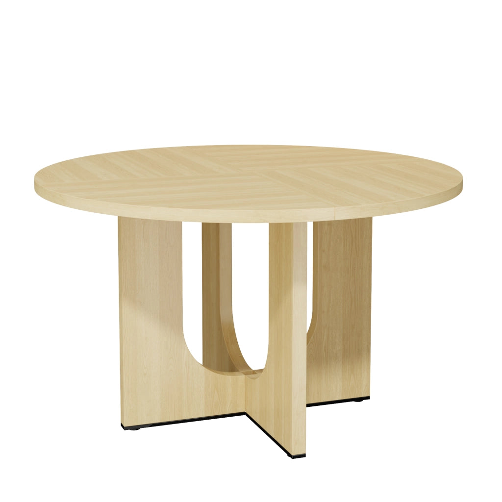 Tavolo rotondo da pranzo 120 cm, stile scandinavo, colore rovere, per 4-6 persone