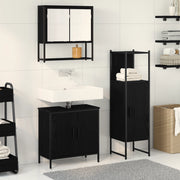 Set di mobili da bagno 3 pezzi in legno ingegnerizzato rovere nero