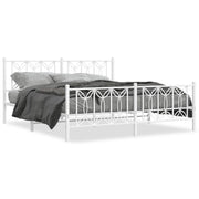 Letto matrimoniale | Letto per adulti | Giroletto con Testiera e Pediera Metallo Bianco 183x213 cm