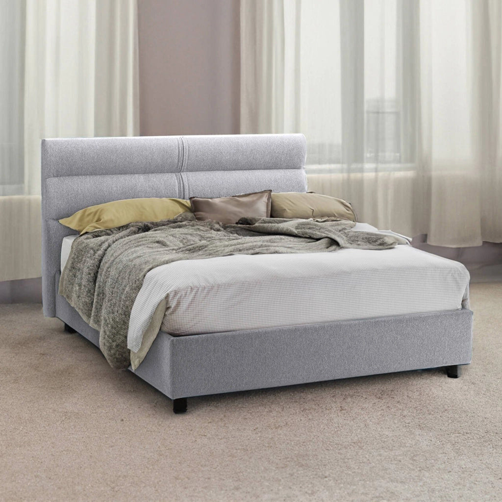 Letto Matrimoniale Bedero, Letto Matrimoniale Materasso Incluso Made in Italy, Grigio
