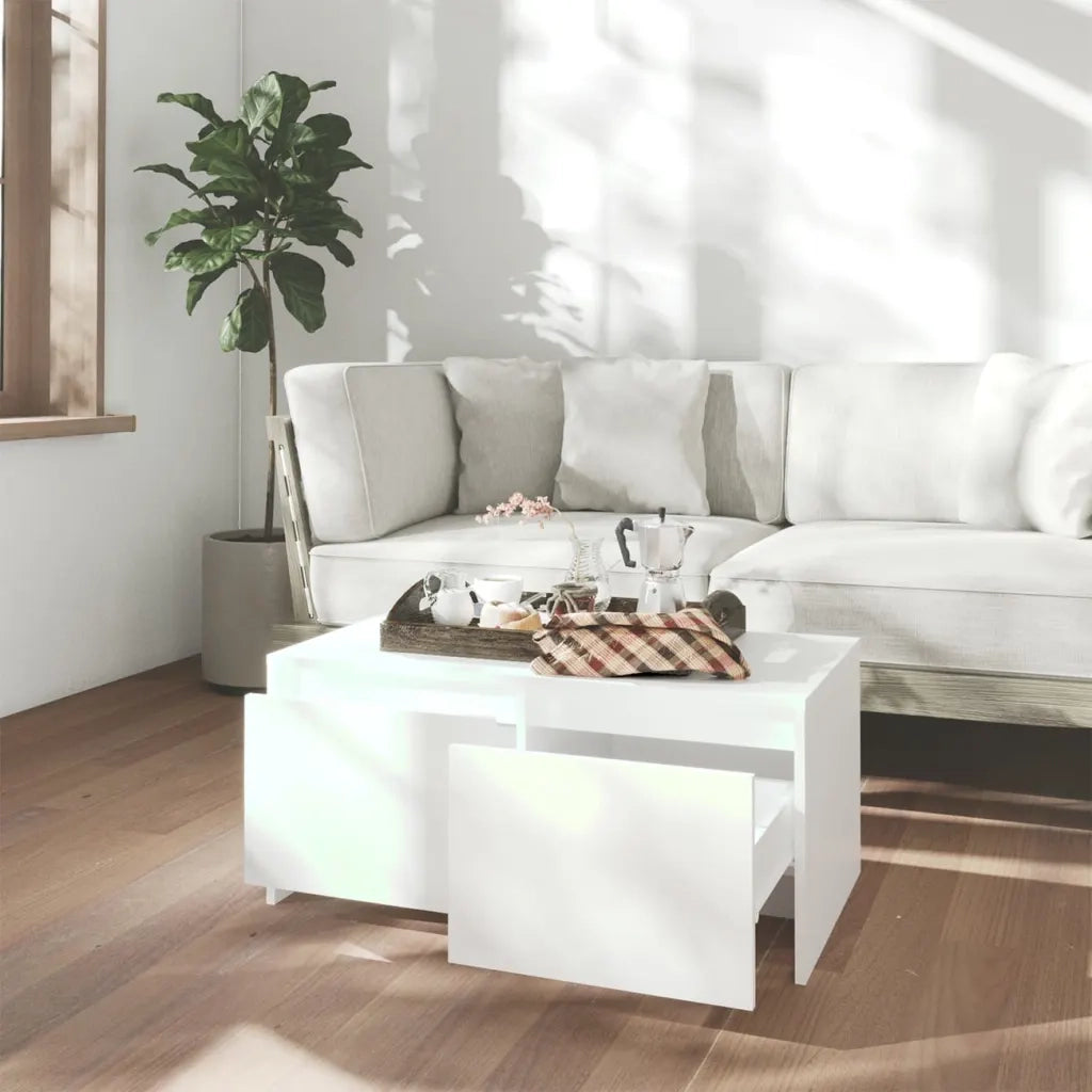 Tavolino da salotto | Tavolino da caff¨¨ | Tavolino da Soggiorno Bianco 90x50x41,5 cm in Legno Multistrato