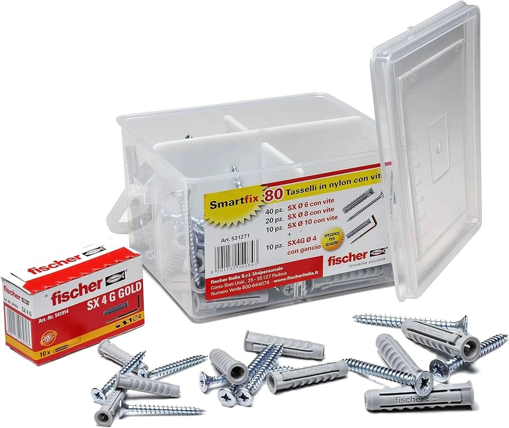 TASSELLO CON VITE 'SMARTFIX BOX' in valigetta - conf. 80 pezzi - FISCHER